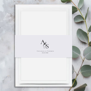 Elegant, Classic, Monogram, Wedding Invitation Belly Band