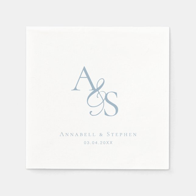 Elegant, Classic, Monogram, Wedding Napkin (Front)
