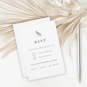Elegant, Classic, Monogram, White, RSVP Card
