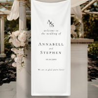 Elegant, Classic, Monogram, White, Wedding