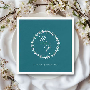 Elegant, classic monogram wreath napkin