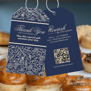 Elegant Classic Navy Blue Cake Bakery  Gift Tags