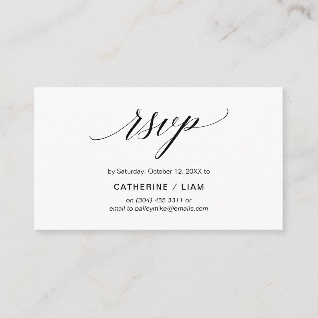 Elegant Classic, Navy Blue Script, Party RSVP Enclosure Card (Front)