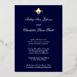 Elegant Classic Navy Gold Foil Wedding Invitation