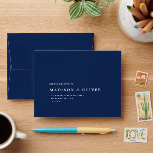 Elegant & Classic Navy Wedding RSVP Reply Envelope