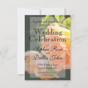 Elegant classic orange peach roses floral invitation