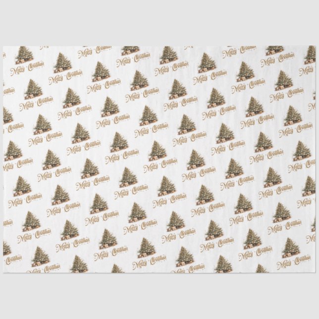 Elegant classic pastel green gold Christmas tree Tissue Paper (Front)