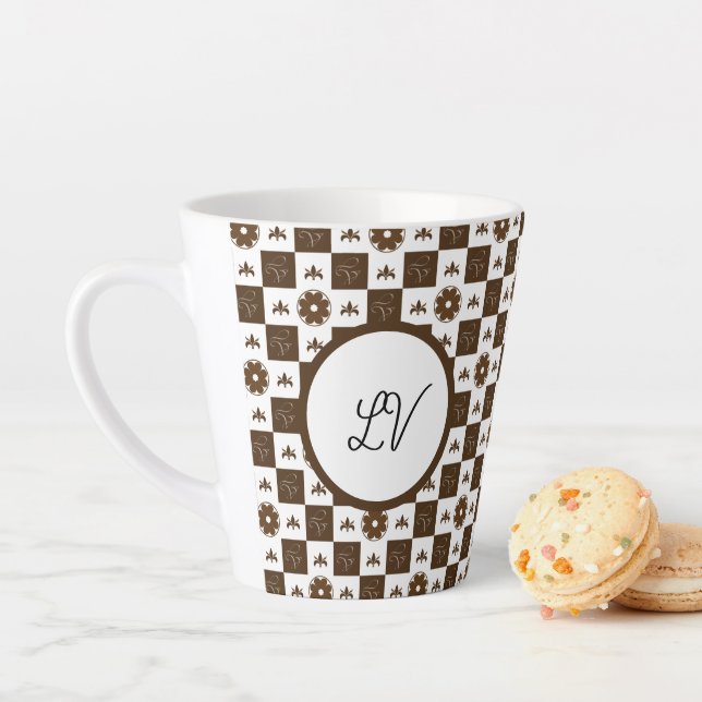 Elegant Classic Pattern Design Latte Mug (In Situ)