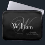 Elegant Classic Personalized Name Monogram Black  Laptop Sleeve<br><div class="desc">Thank You Groomsman Gift. Elegant Classic Personalized Name Monogram Black laptop sleeve. Click personalize this template to customize it with your Groomsman monogram last name initial, name and the date quickly and easily. Elegant Classic Personalized Name Monogram Black laptop sleeve, is part of the Groomsman Gifts Collection in this store....</div>