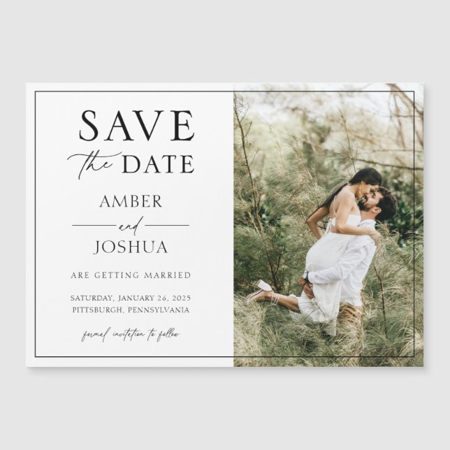 Elegant Classic Photo Wedding Save the Date Magnet (Front)