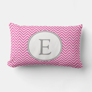 Elegant, classic pink and white chevron zigzag lumbar pillow
