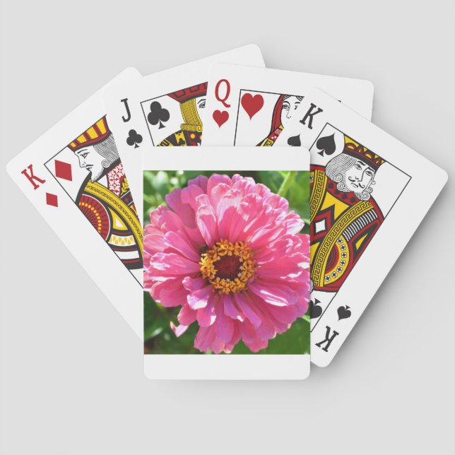 Elegant classic pink floral flower mum daisy playing cards (Back)