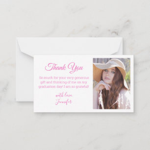 elegant classic pink thank you graduation photo card