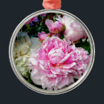Elegant classic pink white floral peonies metal ornament<br><div class="desc">Romantic elegant Pink and White Peonies -photo from my garden- by H Cooper</div>