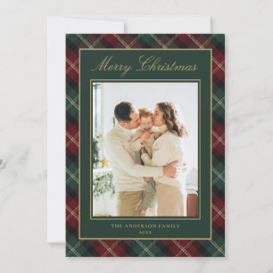 Elegant Classic Plaid Family Photo Christmas Holiday Card