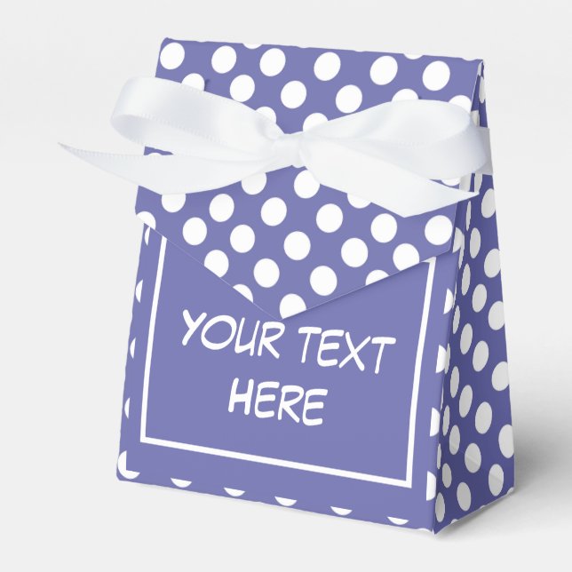 Elegant classic purple white polka dots periwinkle favor box (Front Side)