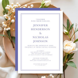Elegant Classic Purple & White Virtual Wedding Inv Invitation