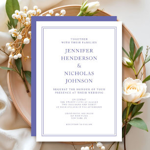 Elegant Classic Purple & White Wedding Invitation