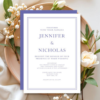 Elegant Classic Purple White Wedding Invitation