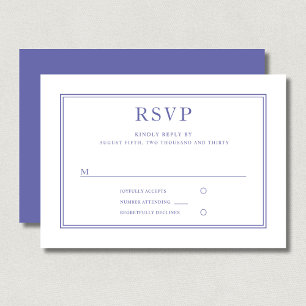 Elegant Classic Purple White Wedding RSVP Card