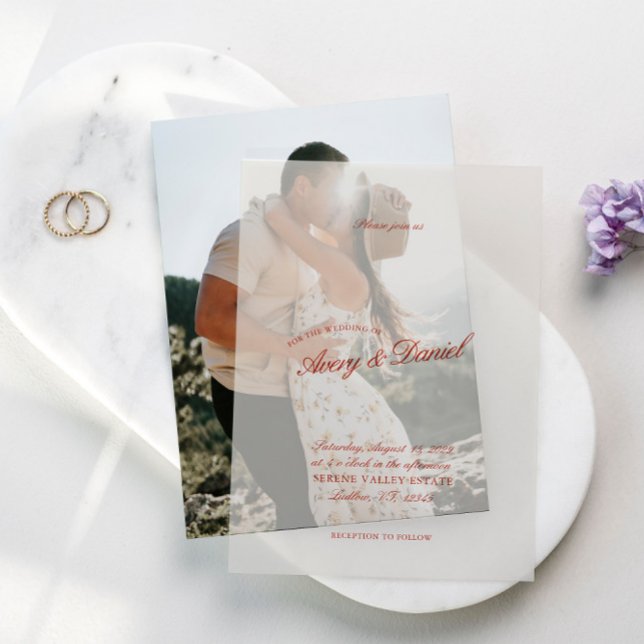 Elegant Classic Red & Deep Blue Wedding Vellum Invitations (Elegant Classic Red & Deep Blue Wedding Vellum Invitations)