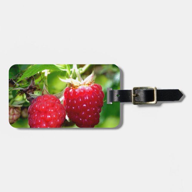 Elegant classic red Raspberries Luggage Tag (Front Horizontal)