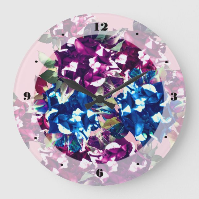 Elegant, Classic Rose  Flowers Photo Wall Clock (Front)