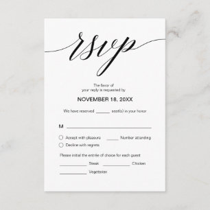 Elegant Classic RSVP,  Black Font, Respond Enclosure Card