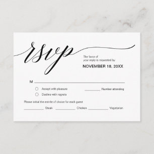 Elegant Classic RSVP,  Black Font, Respond Enclosure Card