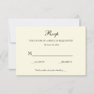 Elegant Classic RSVP Ivory and Black Card