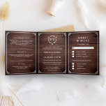 Elegant Classic Rustic Barn Wood Monogram Wedding Tri-Fold Invitation<br><div class="desc">Invite your guests with this elegant all in one wedding invitation featuring elegant borders with traditional typography and detachable RSVP card. Simply add your event details on this easy-to-use template and adorn this card with your favourite photo to make it a one-of-a-kind invitation.</div>