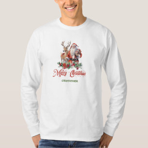 Elegant classic Santa with reindeer T-Shirt