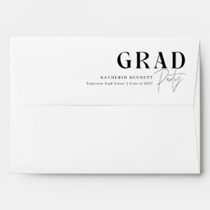 Elegant Classic Script Black and White Graduation Envelope