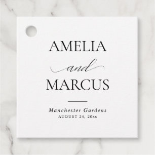 Elegant Classic Script Calligraphy Wedding Favour Tags
