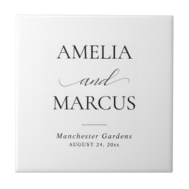 Elegant Classic Script Calligraphy Wedding Tile (Front)