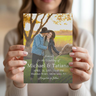 elegant classic script photo wedding invitation flyer