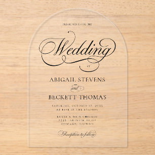 Elegant Classic Script Wedding Acrylic Invitation