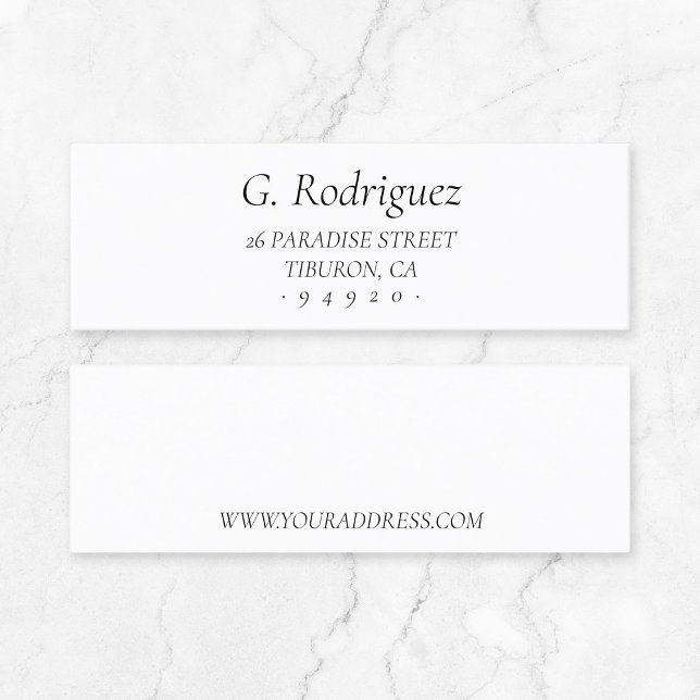 Elegant Classic Serif Font . Address 05 . Mini Business Card (Timeless quiet luxury small business stationary - classic serif typography mini business card.)