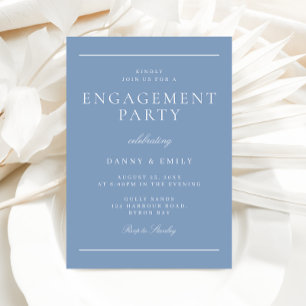 Elegant Classic Soft Blue Minimal Engagement Party Invitation
