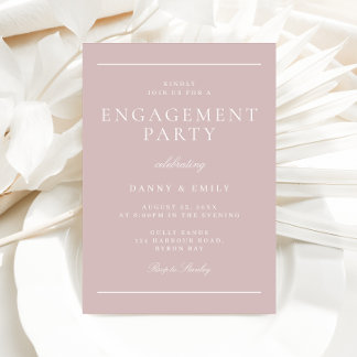 Elegant Classic Soft Pink Minimal Engagement Party Invitation
