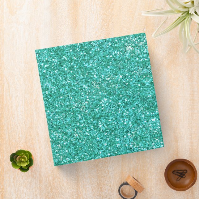 Elegant classic Teal sparkling glitter pattern   Binder (In Situ)