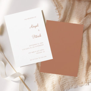 Elegant Classic Terracotta & White Wedding  Invitation
