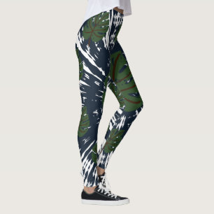 Elegant Classic  Tie & Dye Leaf  Leggings
