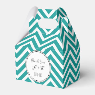 Elegant, classic, trendy teal monogram chevron favor box