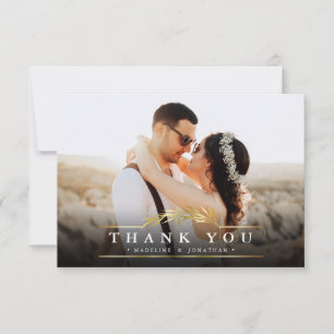 Elegant Classic Typography Photo Wedding Thank You Card