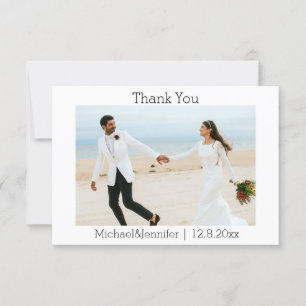 elegant classic typography,stylish wedding photo thank you card