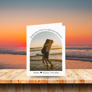 elegant classic typography wedding summer photo  thank you card