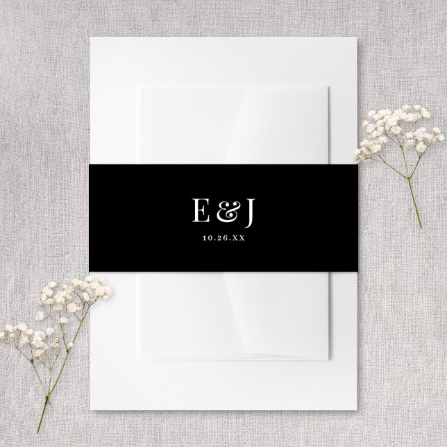 Elegant Classic Vintage Typography Black Wedding Invitation Belly Band (Creator Uploaded)