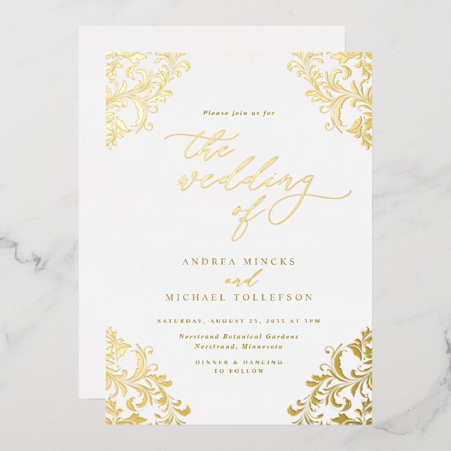 Elegant Classic Vintage Wedding Gold (Front/Back)