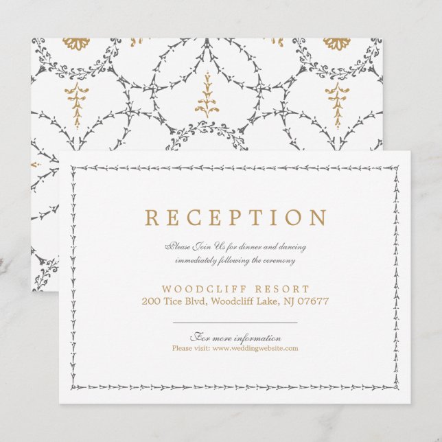 Elegant classic vintage wedding reception card (Front/Back)